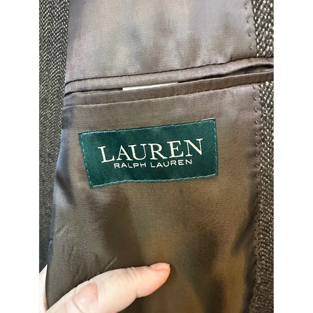 Lauren Ralph Lauren Men 44R Brown Herringbone 100% Wool Blazer Sport Coat Jacket